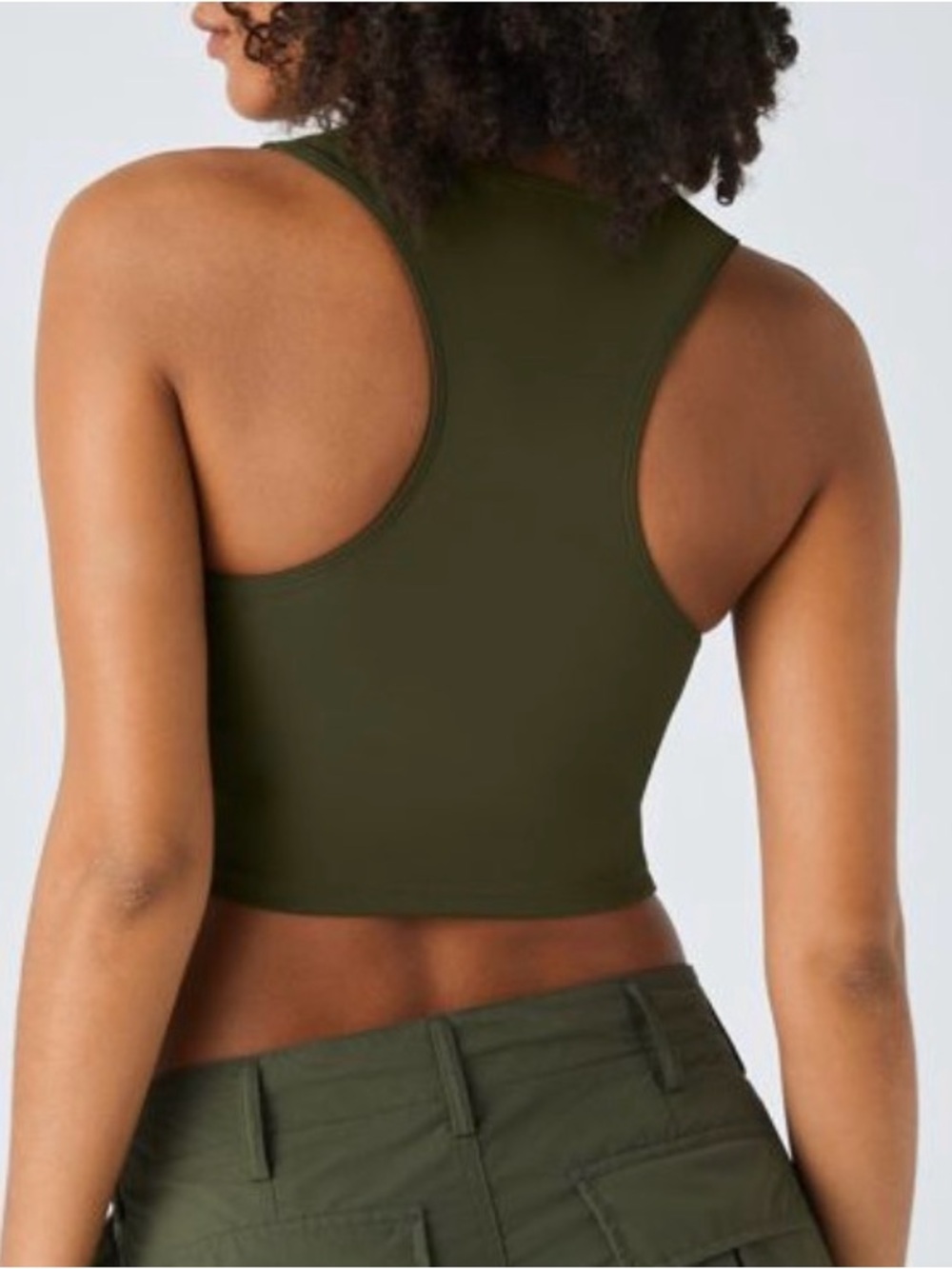 Halara DayStretch Racerback Cut Out Ripped Cropped Tank Top Green Small NEW - Picture 3 of 10